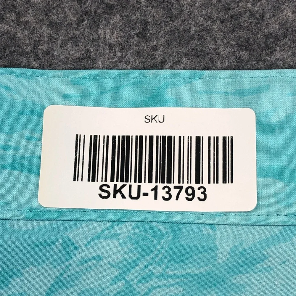 Peter Millar Mens Golf Shorts 36x10 Teal Green-Blue Fish Shark Camo Performance